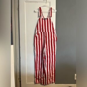 Red and white game bibs